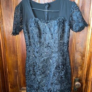 Black beaded and embroidered mermaid dress